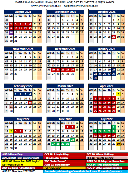 Anwarul Islam Calendar