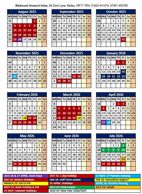 2025-26 Calendar
