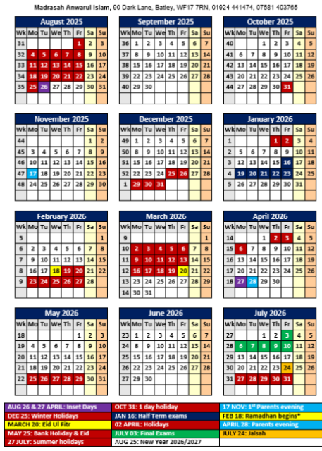 2025-26 Calendar